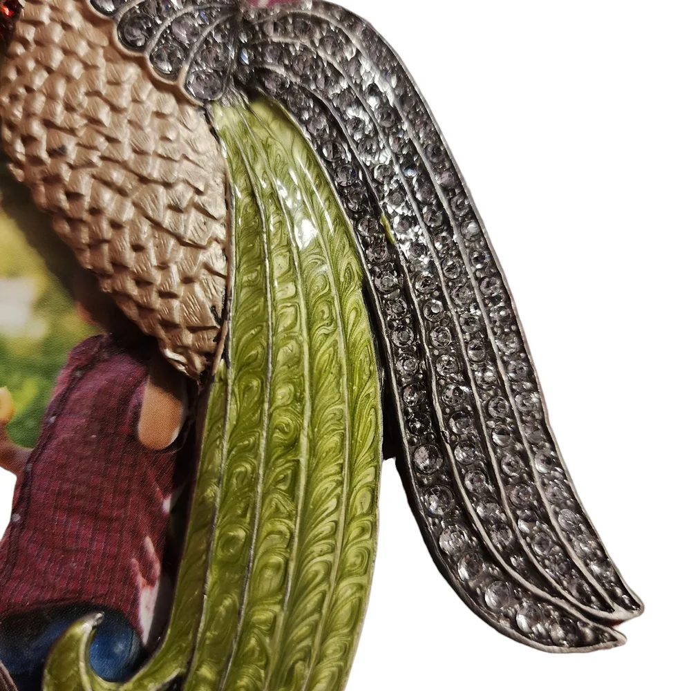 Hand Painted Jeweled Oval Picture Frame- Hummingbird | Fits a 4x6 Picture
